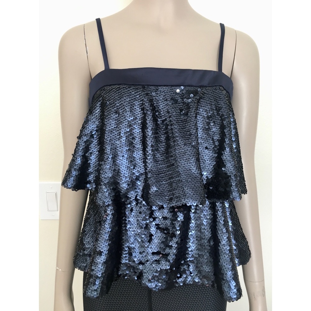 After Market Navy Sequin Top